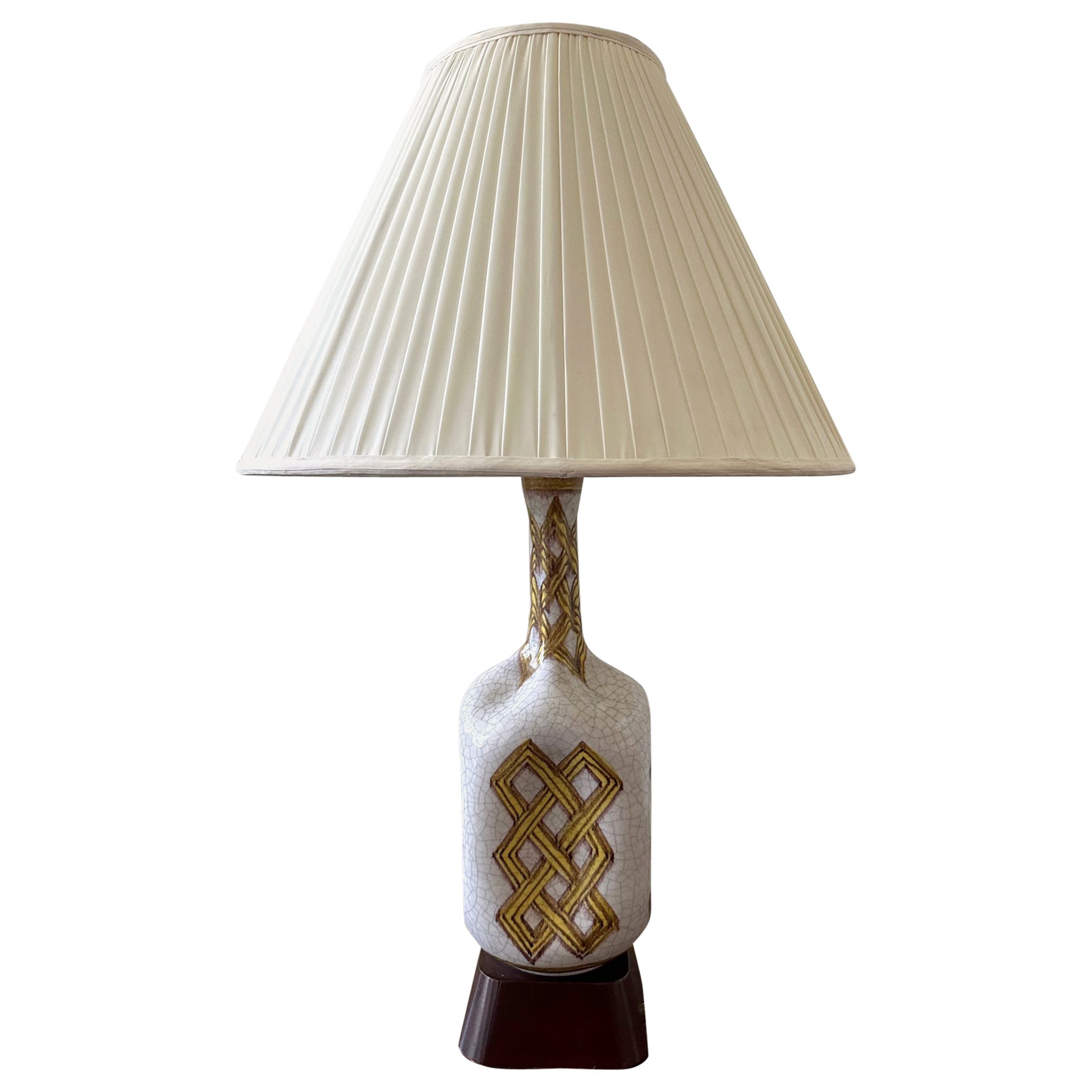 Large Italian Vintage Guido Gambone Ceramic Table Lamp For Sale