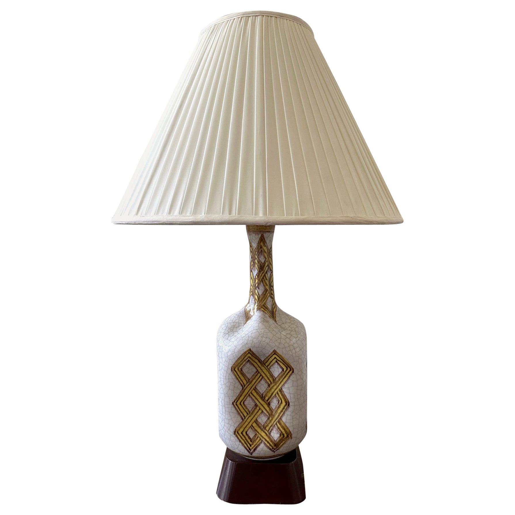 Große italienische Vintage-Tischlampe aus Keramik von Guido Gambone im Angebot