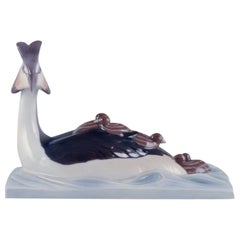 Vintage Bing & Grondahl figurine of a tufted duck with ducklings. 