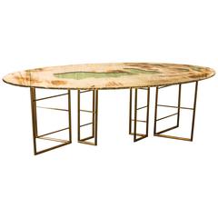 Fly dining room table brass legs diamond cut glass top silvering sabrina landini 8
