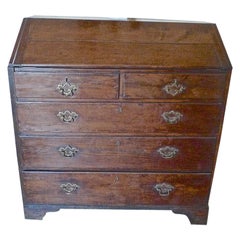 Antique English 19th Century Georgian Chest of 5 Drawers with Drop Panel Desk Top