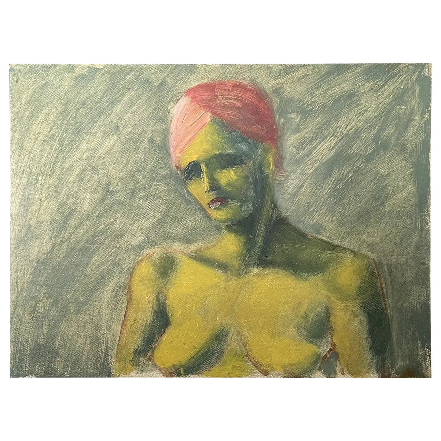 Mid 20th Century Fauvist Style Figurative Nude Oil Painting For Sale