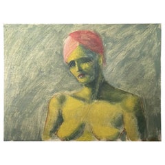 Vintage Mid 20th Century Fauvist Style Figurative Nude Oil Painting