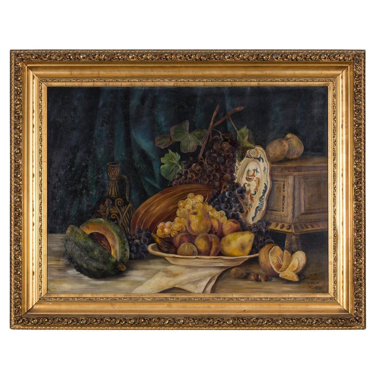 Antique Still Life Painting by EM Burkinshaw  C.1920s For Sale