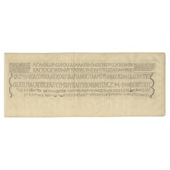 Grabado original antiguo de una inscripción griega, 1717