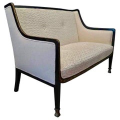 1920s Rectangular Black Wood and Fabric Austrian Art Deco Sofa