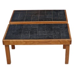 Vintage Brutalist   coffee table with slate top