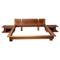 Doppelbett „Locanda“ mit Nachttischen von Franco Poli für Bernini, Italien. 1980er Jahre
