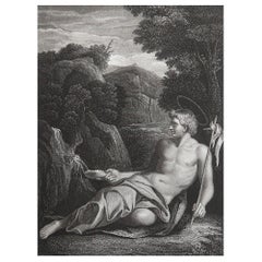 Antique Print of St. John the Baptist, After Carracci, C.1850