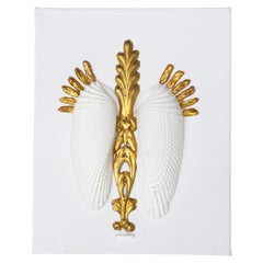 Canvas Relief with an 18th Century Italian Gilded Molding, Shells, and Pearls