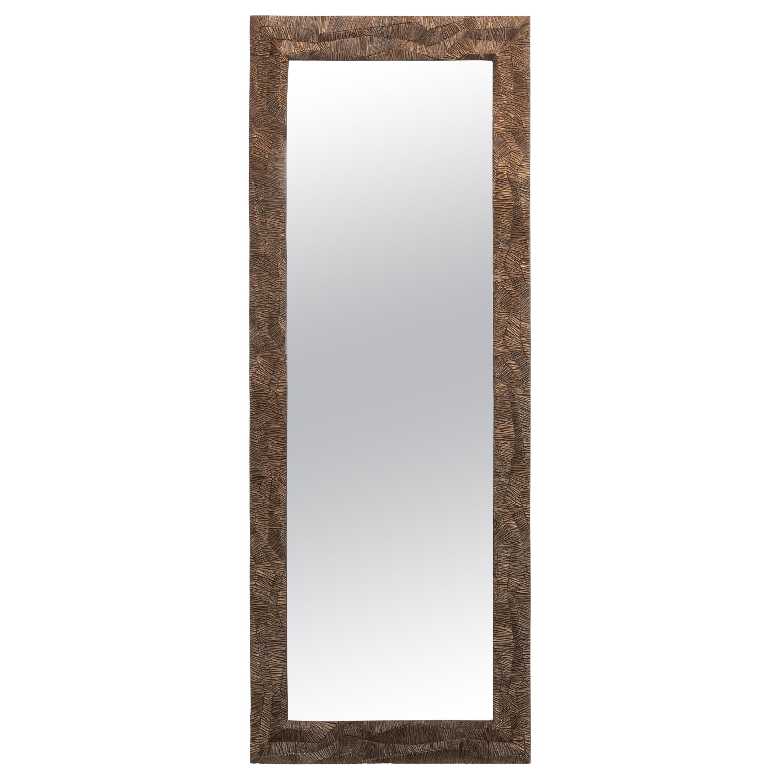 Strukturierter Bronze-Spiegel im Angebot