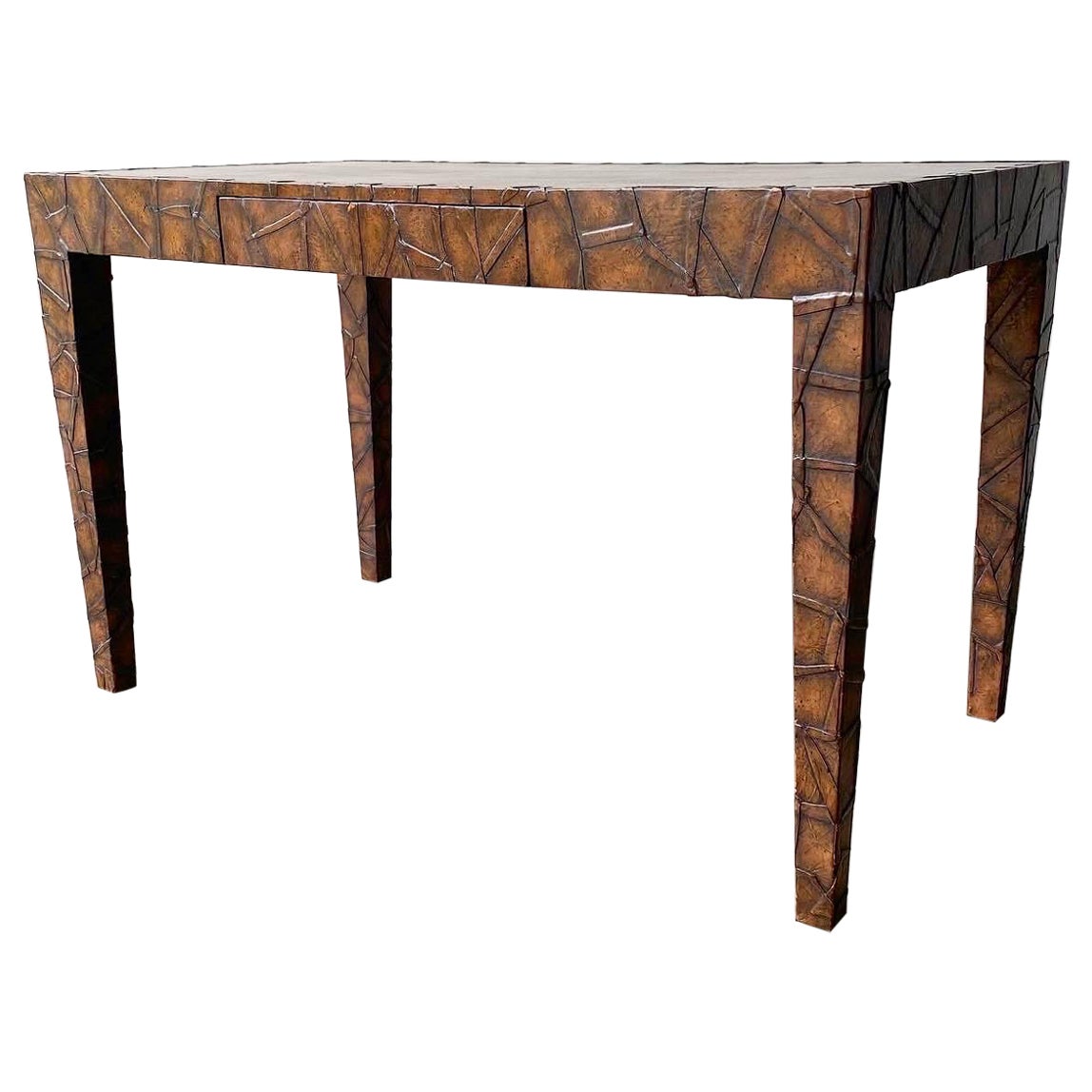 Maitland Smith style Tobacco Leaf Desk For Sale