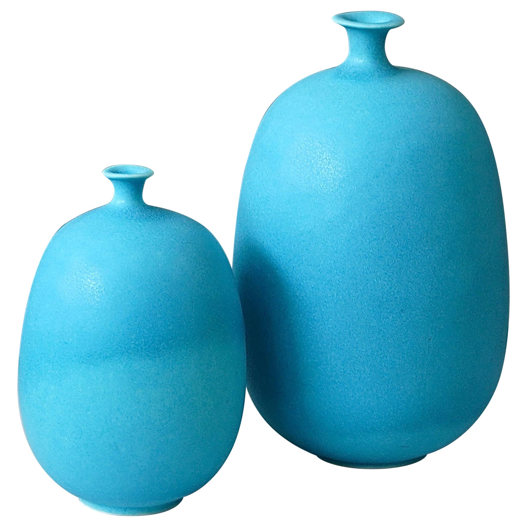Set of 2 stoneware 'Balloon' Vases by Inger Persson, Rorstrand, Sweden, 1980s For Sale