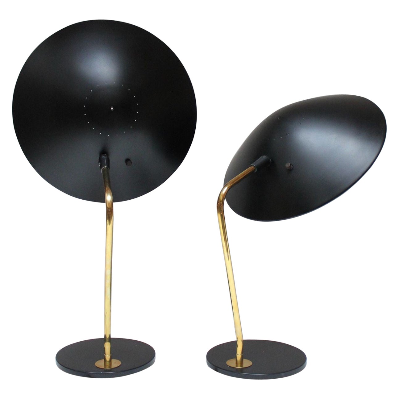 Pair of Gerald Thurston for Lightolier Brass and Metal Table Lamps For Sale