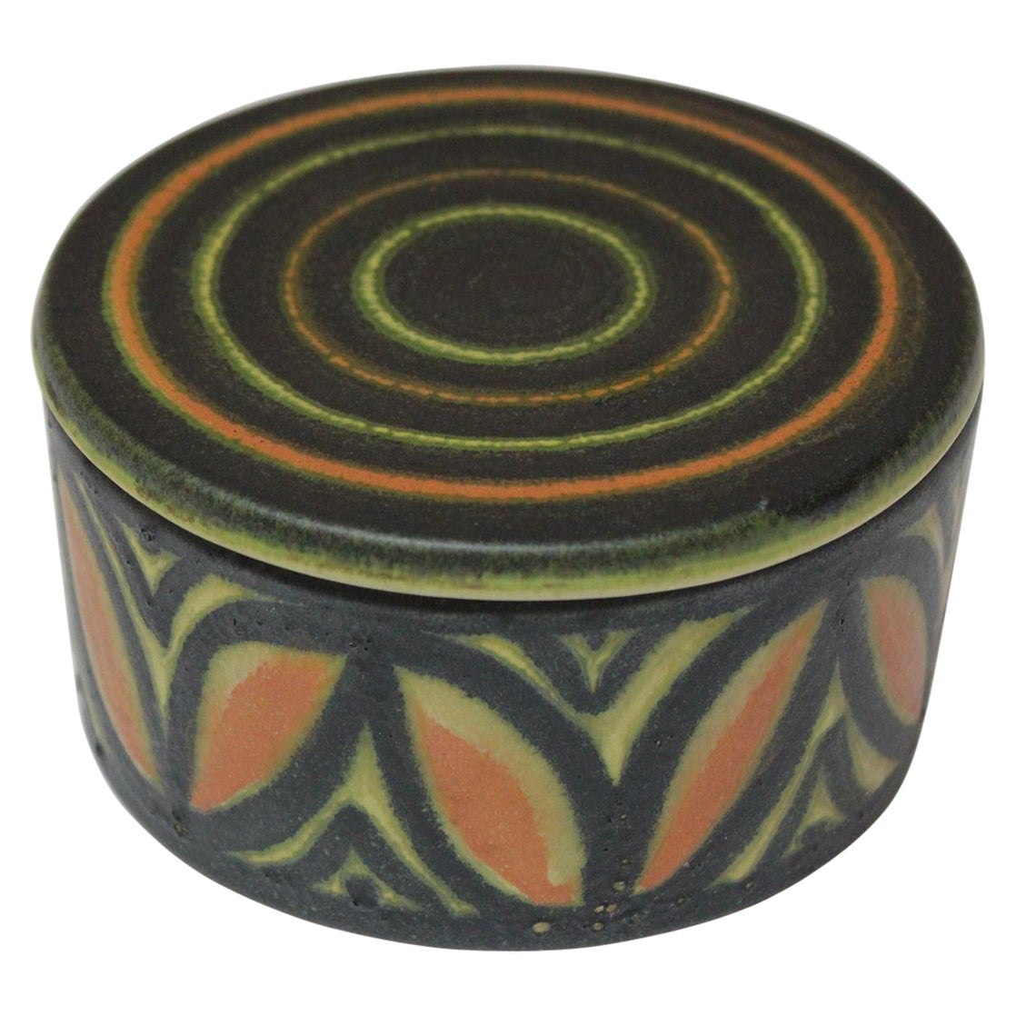 Boîte/jarre à couvercle ronde en céramique italienne vintage Raymor en vente