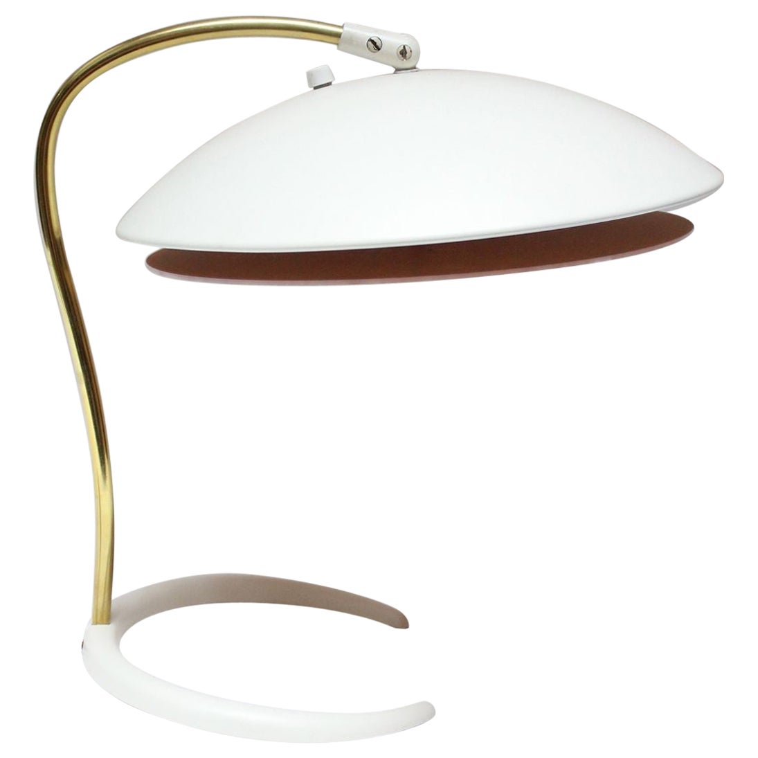 Gerald Thurston for Lightolier Brass and Metal Table Lamp with Crescent Base