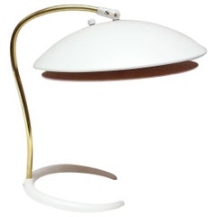 Gerald Thurston for Lightolier Brass and Metal Table Lamp with Crescent Base