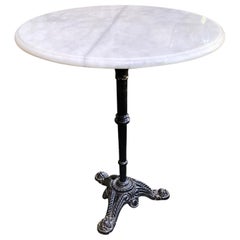 Vintage French Beaux Arts Style Cast Iron Marble Top Bistro Dining Table 