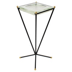 Jacques Adnet Mid-Century Brass and Glass Vide Poche Side Table, 1950s