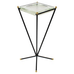 Jacques Adnet Mid-Century Brass and Glass Vide Poche Side Table, 1950s