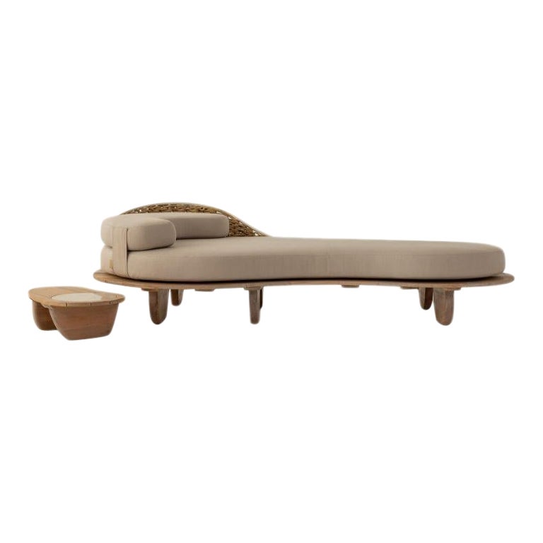 The Sayari Indoor/Outdoor Daybed Chaise and Table Set by Studio Lloyd - In Stock For Sale