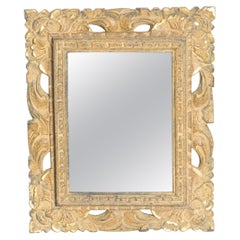 Mid Century Gold Decorative Mirror in Wood Frame, Italy, 1960s