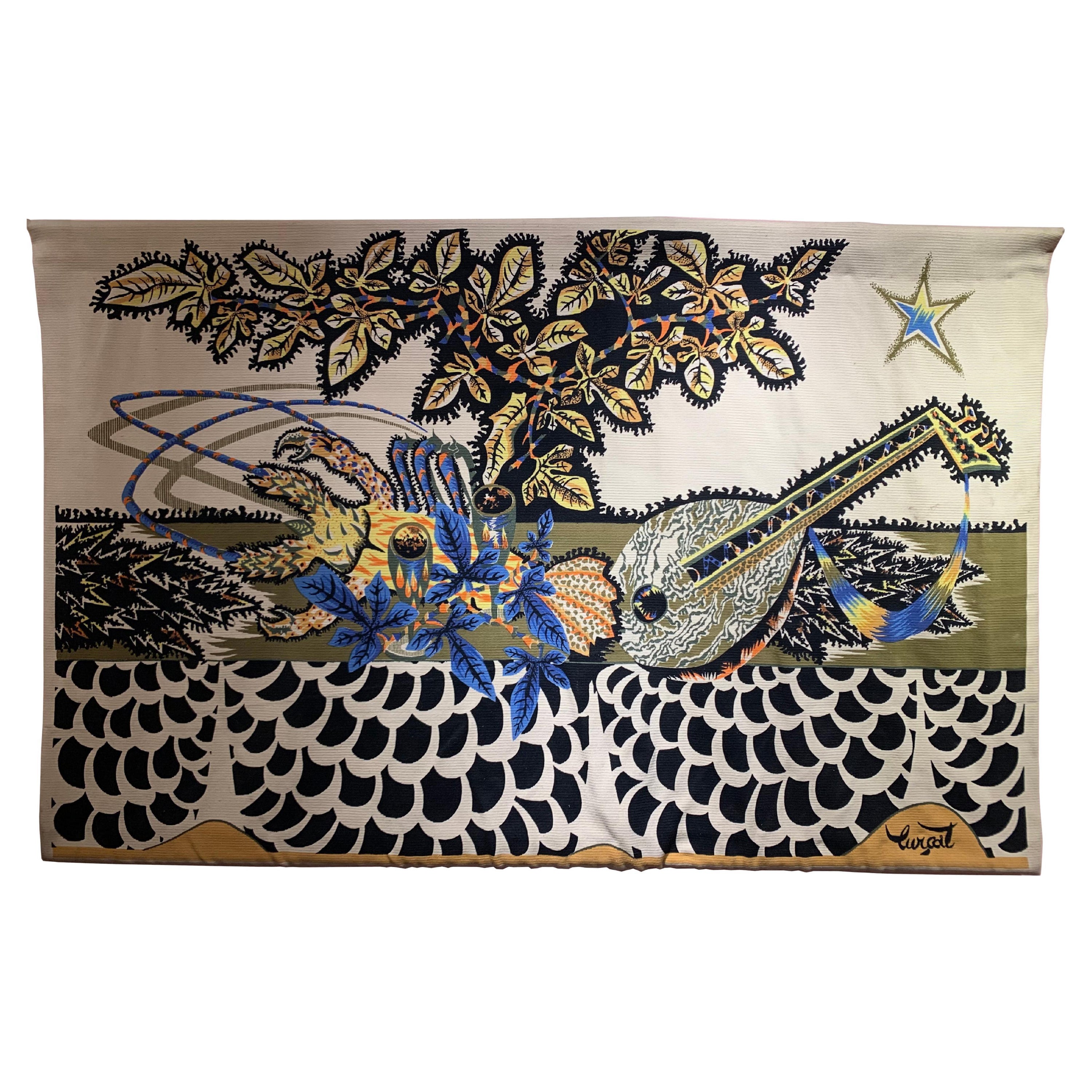 Midcentury Tapestry "La Table" Signed by Jean Lurcat For Sale