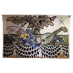 Retro Midcentury Tapestry "La Table" Signed by Jean Lurcat