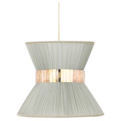 Tiffany Contemporary Hanging Lamp 30, Silver Silk, Silvered Glass