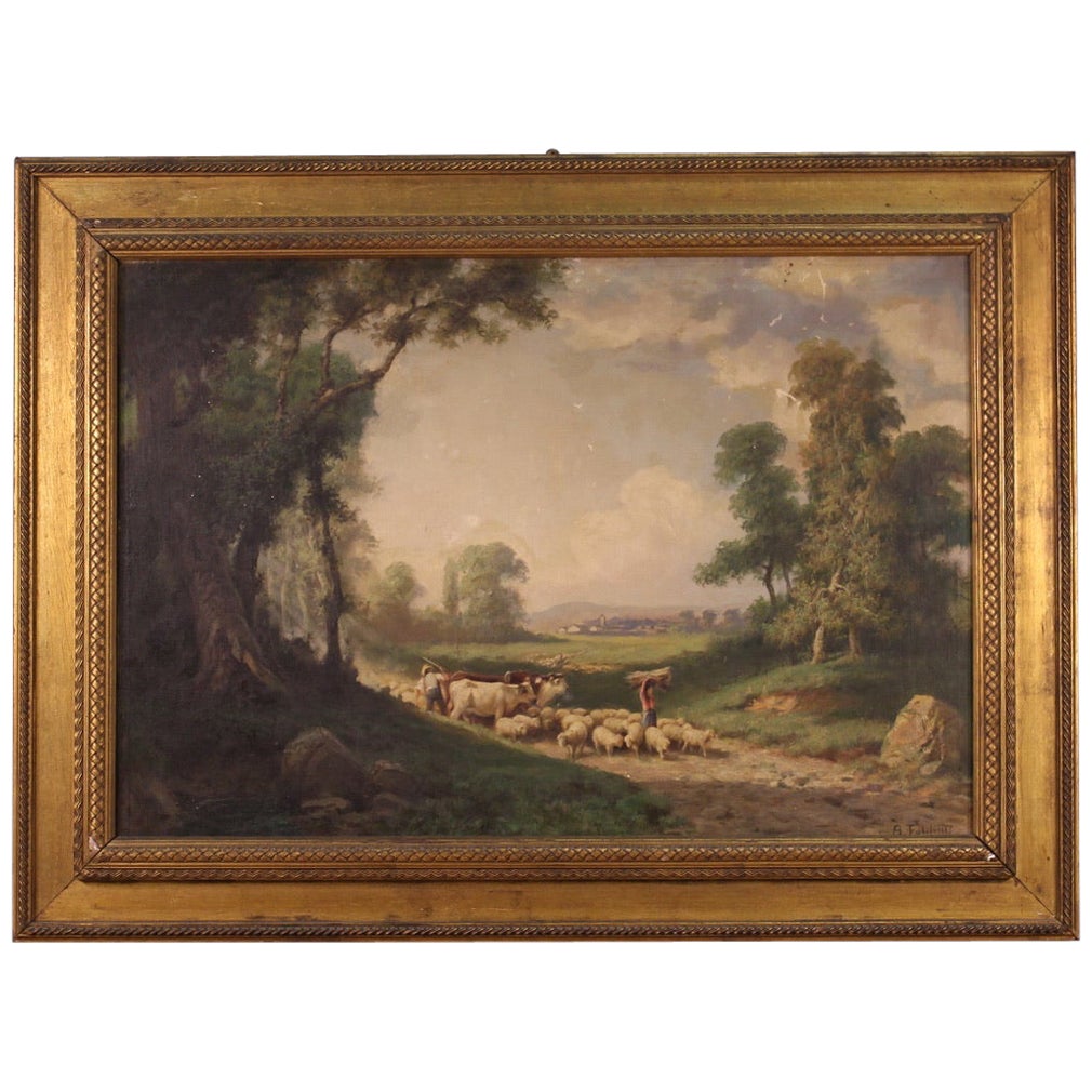 20th Century Oil On Canvas Antique Italian Signed Landscape, 1930