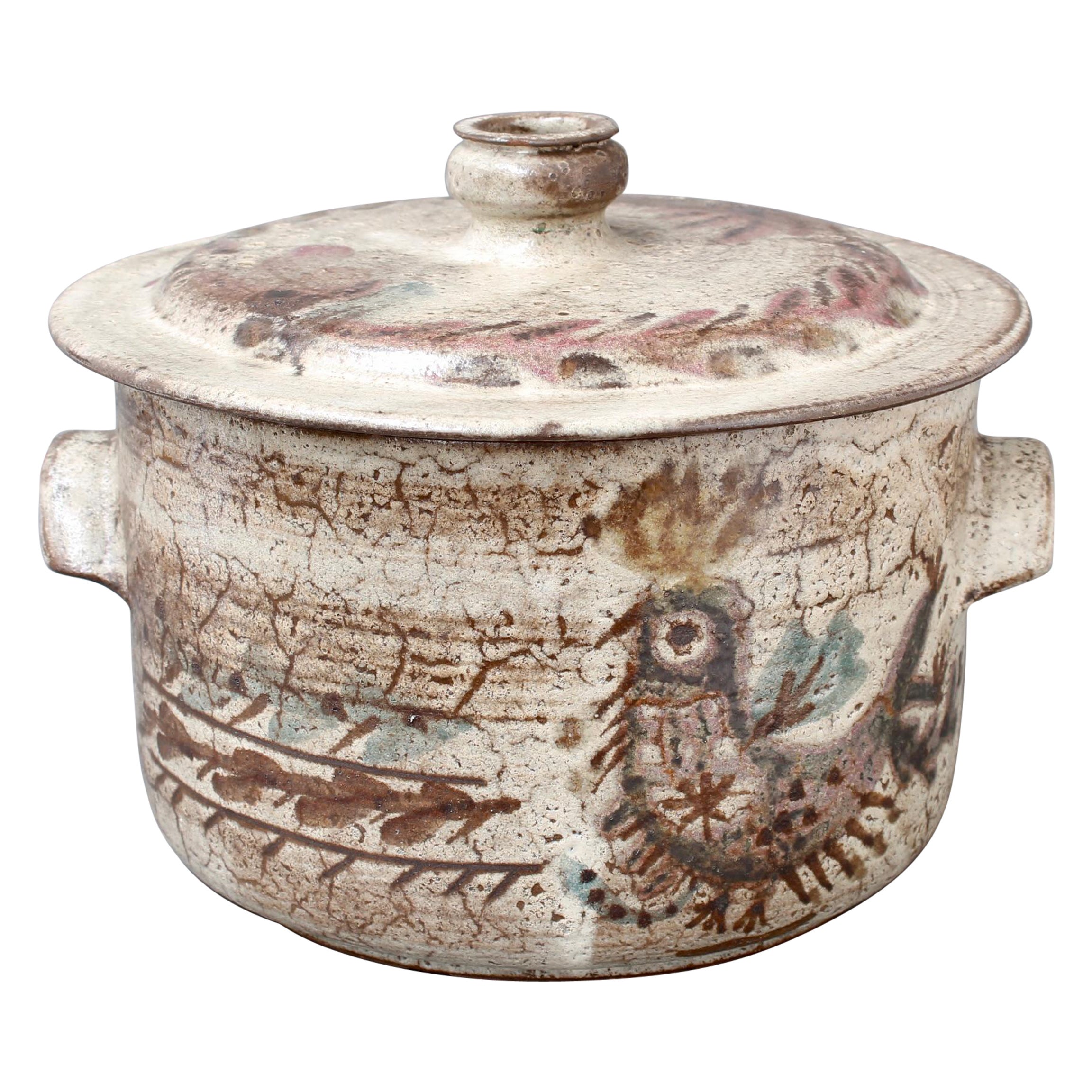 Vintage French Ceramic Casserole with Lid by Gustave Reynaud - Le Mûrier For Sale