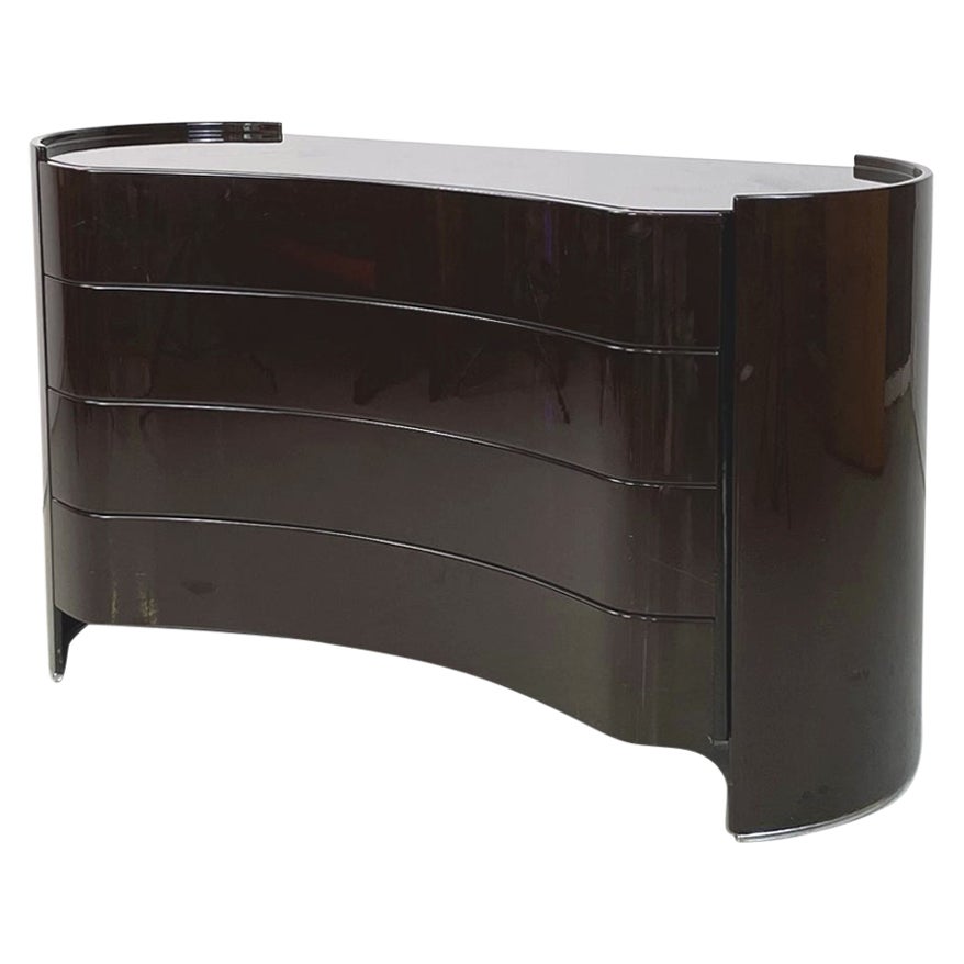 Italian modern Dark brown wooden chest of drawers Aiace by Benatti, 1970s