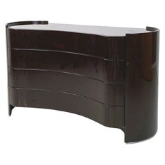 Used Italian modern Dark brown wooden chest of drawers Aiace by Benatti, 1970s