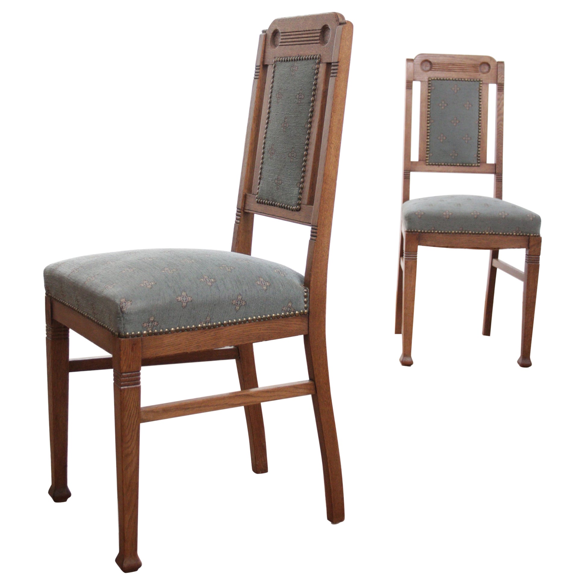 Two Elegant French Art Deco Side Chairs ca 1930 For Sale