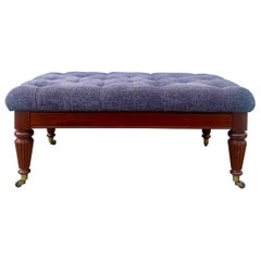 Vintage 1970s Purple Tweed Tufted Bench Coffee Table Ottoman 