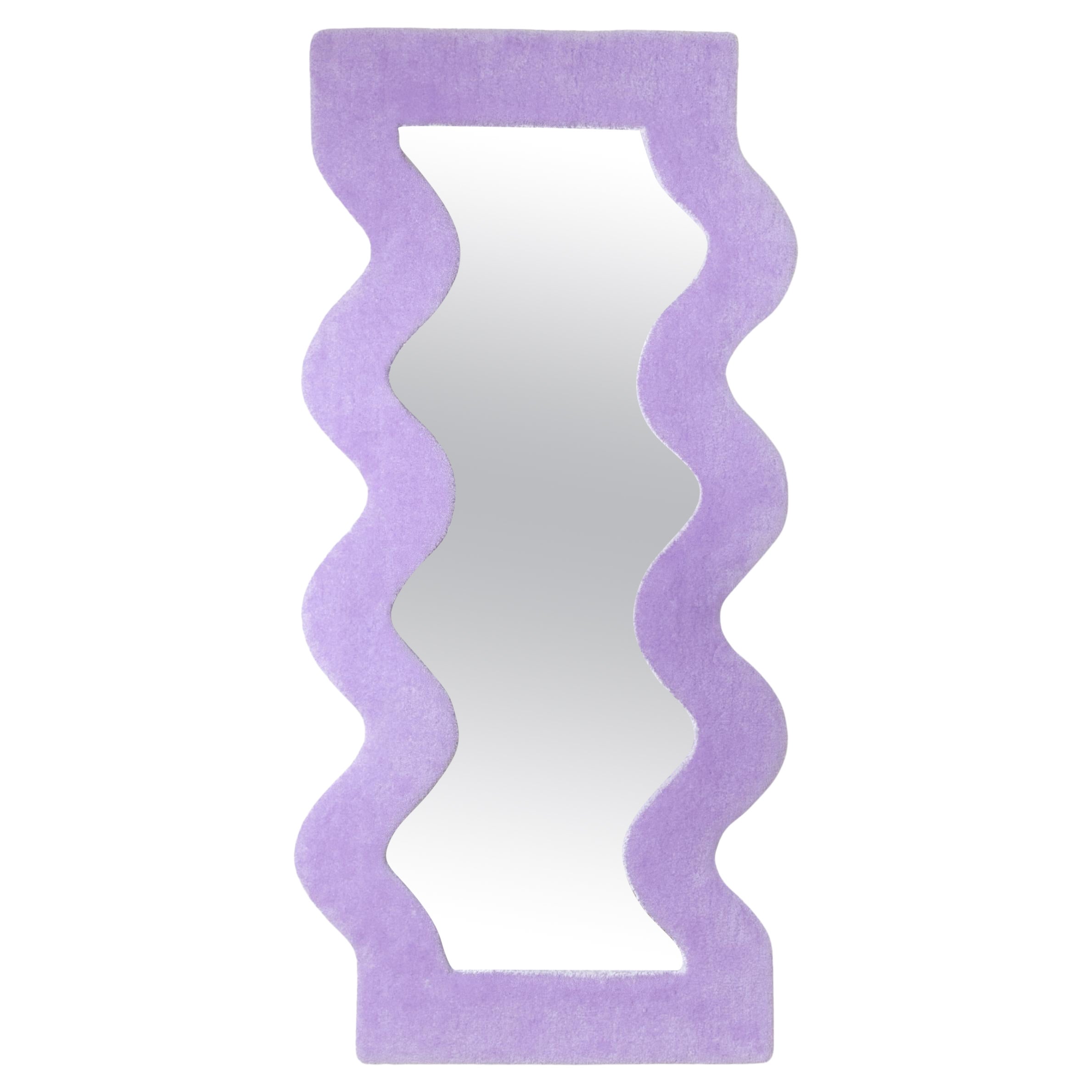 Large Hand-Tufted Lilac Wool Mirror  For Sale