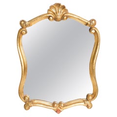 Mid Century Gold Decorative Mirror in Wood Frame, Shell Motive, Italy, 1960s