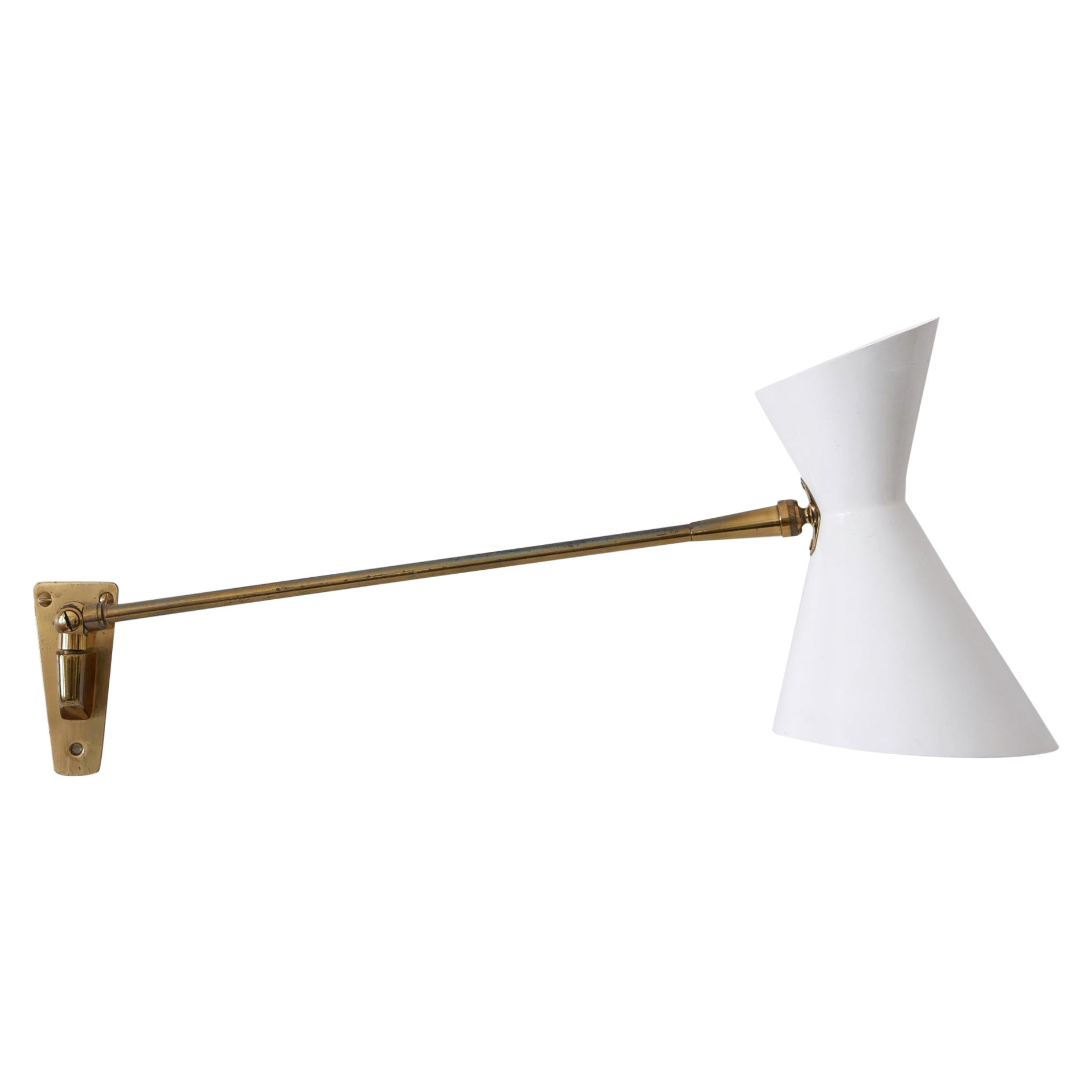 Elegant Mid Century Articulated Diabolo Wall Lamp by Belmag Switzerland 1950s For Sale