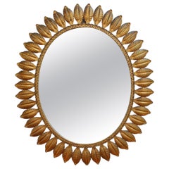 Miroir en tôle espagnole vintage avec patine cuivre (circa 1960s)