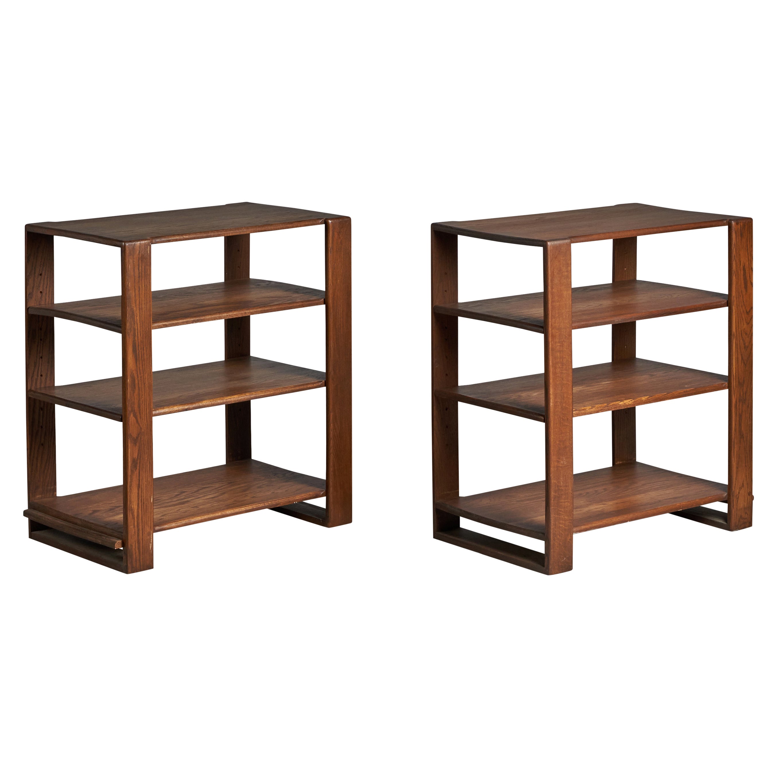 American Designer, Side Tables, Oak, USA, 1950s For Sale