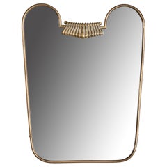 Vintage Italian Designer, Wall Mirror, Brass, Italy, 1940s