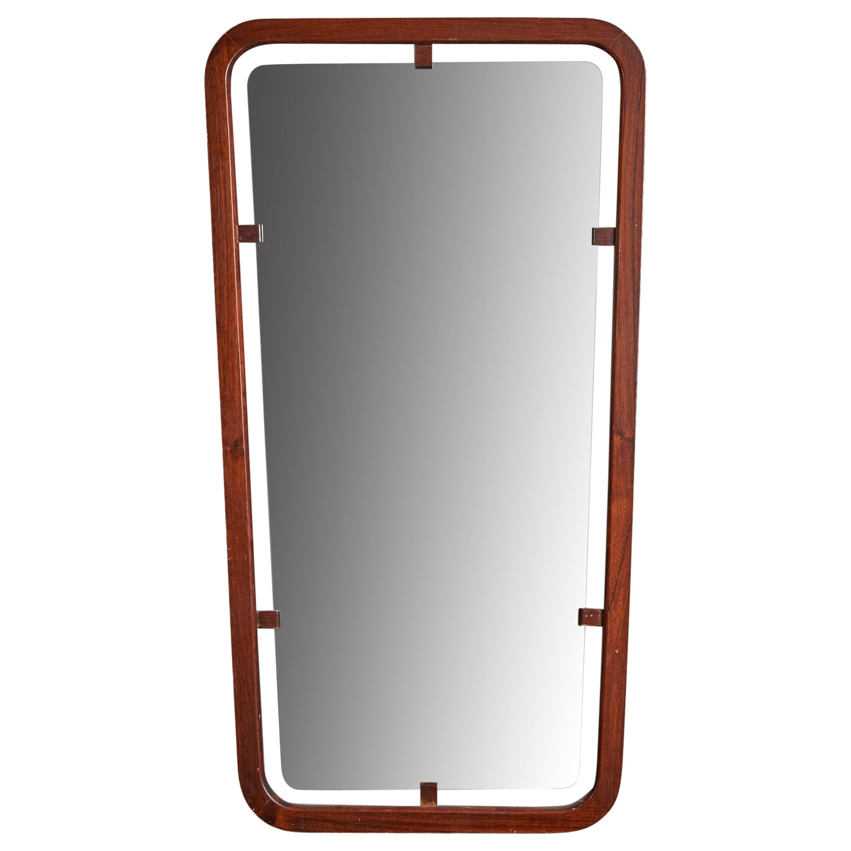 Swedish Designer, Wall Mirror, Teak, Sweden, 1950s For Sale