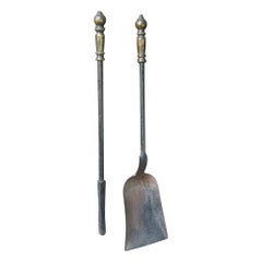 Large French Napoleon III Fireplace Tools, 19th-20th Century