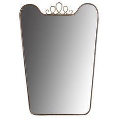 Vintage Italian Designer, Wall Mirror, Brass, Italy, 1940s