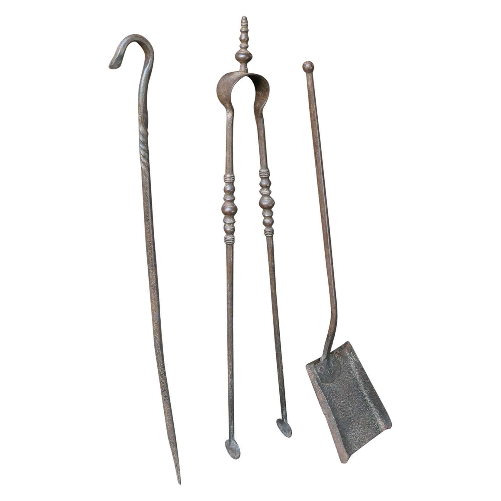 Rustic French Neoclassical Fireplace Tools, 18th-19th Century