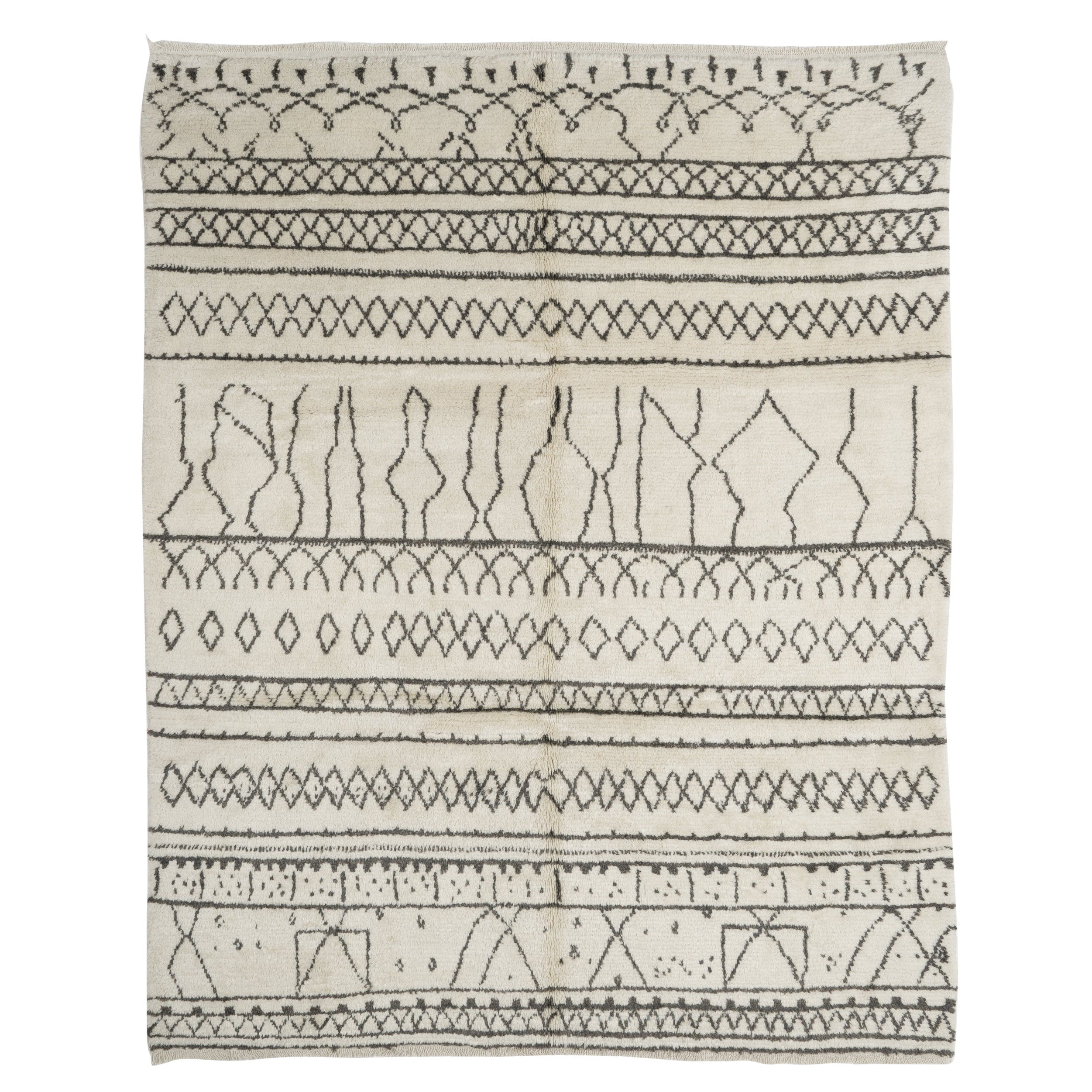 8x10 Fuß Marokkanischer handgeknüpfter Teppich, 100 % natürliche, unbefärbte Wolle, Beni Ourain