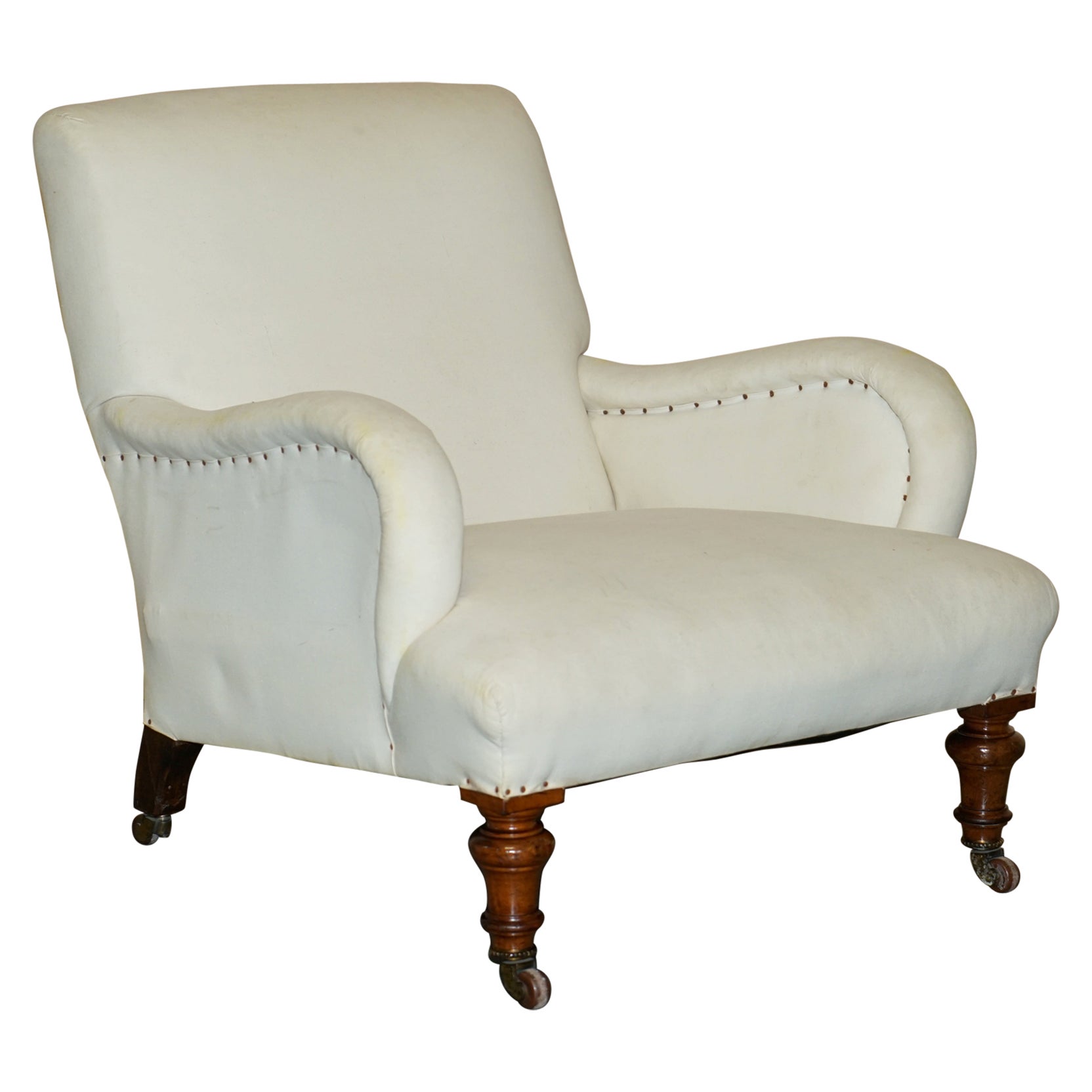ANTIQUE ViCTORIAN HOWARD & SON'S BRIDGEWATER STYLE ARMCHAIR NICELY SCULPTED ARMs