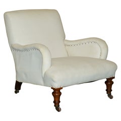 Vintage ViCTORIAN HOWARD & SON'S BRIDGEWATER STYLE ARMCHAIR NICELY SCULPTED ARMs