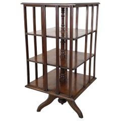 English Antique Revolving bookcase in solid wood, 1920s