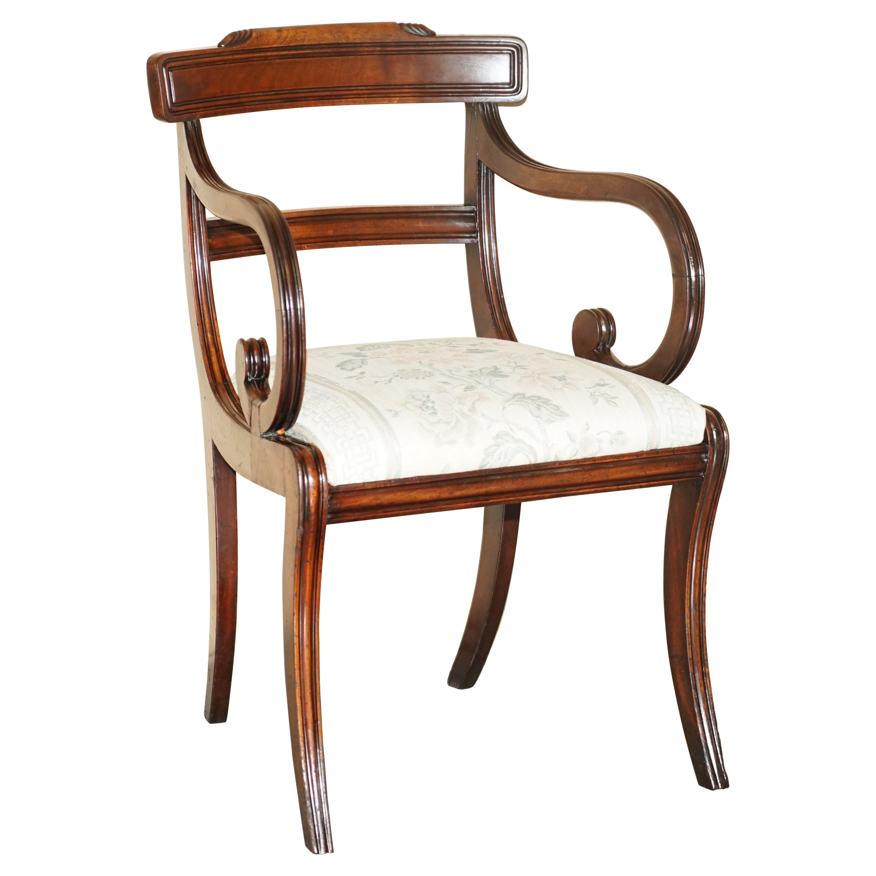 ELEGANT ViNTAGE GILLOWS REGENCY STYLE HARDWOOD SABER LEG OFFICE DESK CHAIr For Sale